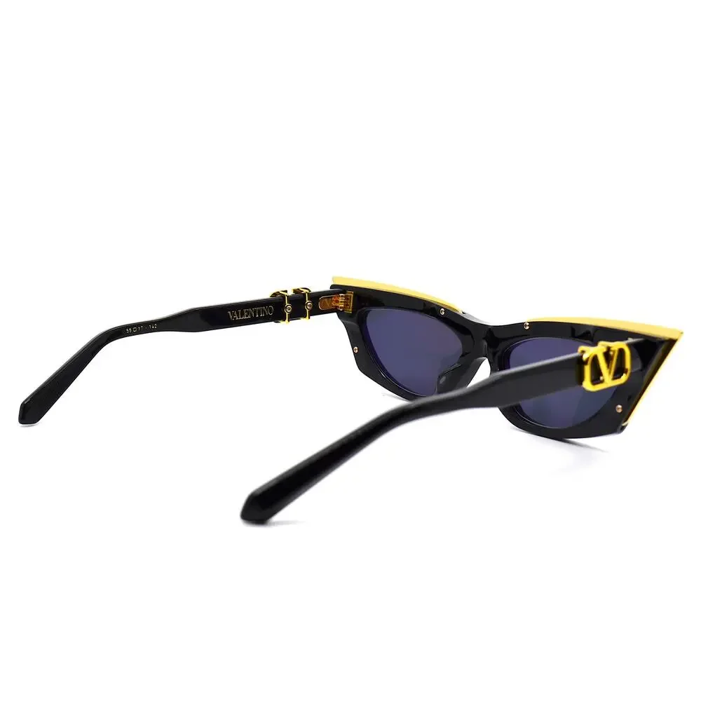 NEW VALENTINO GOLDCUT VLS-113A-55 BLACK GREY LENS SUNGLASSES AUTHENTIC - Picture 6 of 15